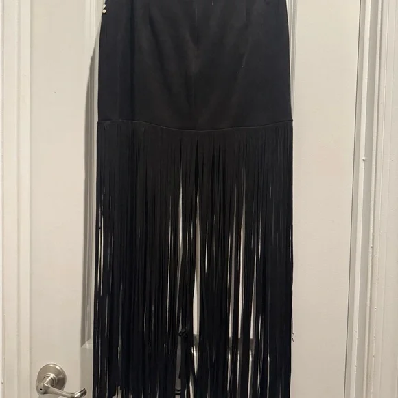 Black Fringe Skirt with Studded Detail - Picture 4 of 4